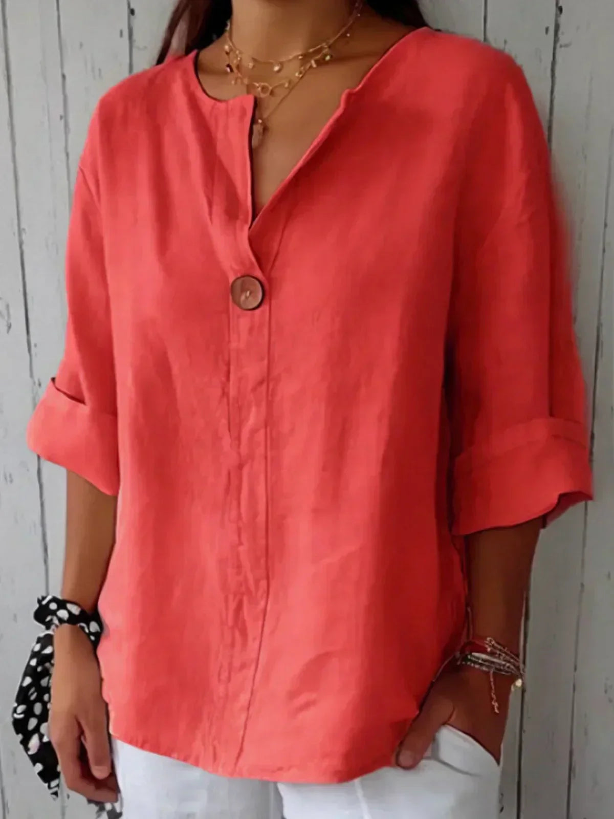 Aveline - Women's V-Neck Blouse (Plus Size Available)