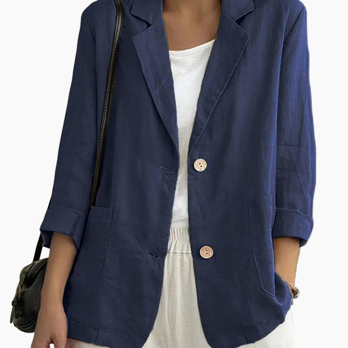 Women's Two-Button Blazer with Roll-Up Sleeves
