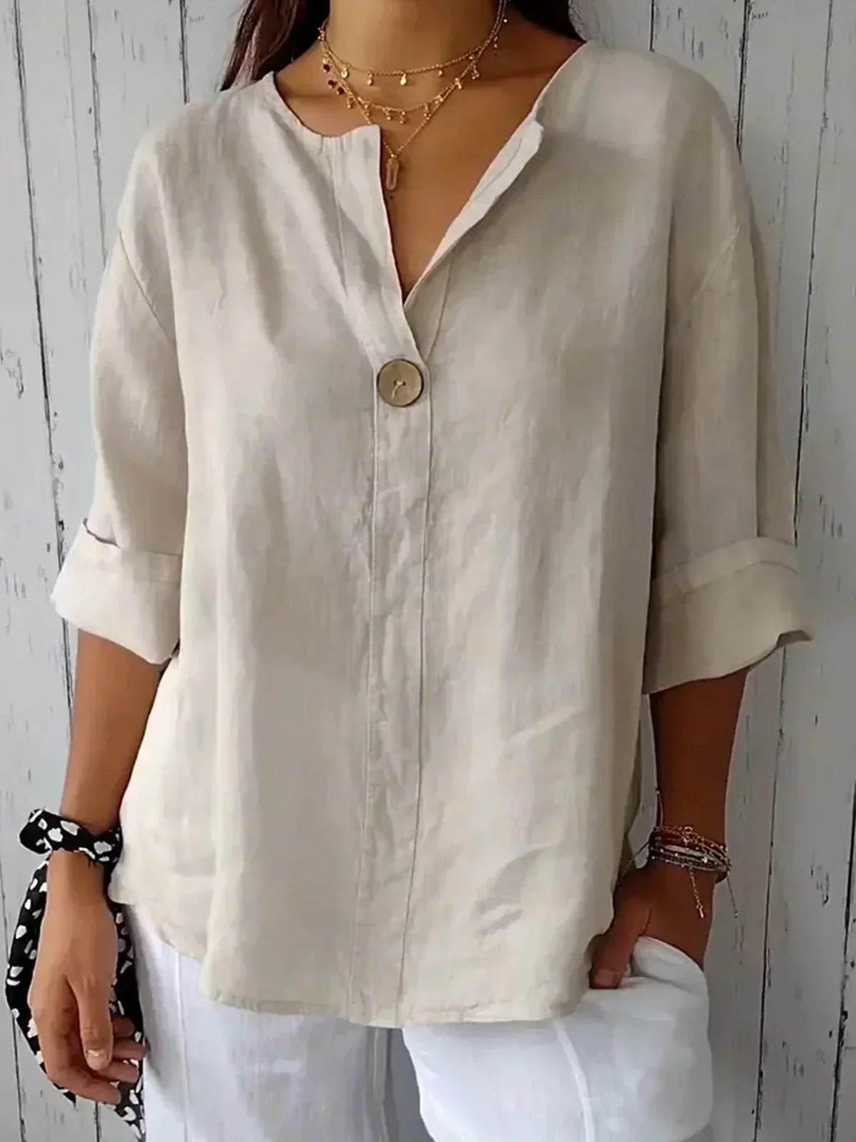 Aveline - Women's V-Neck Blouse (Plus Size Available) - photo 1
