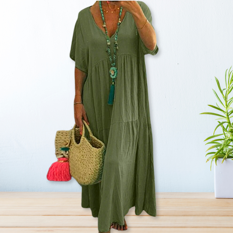 Jolaine - Women's Relaxed Fit Summer Maxi Dress (Plus Size Available)