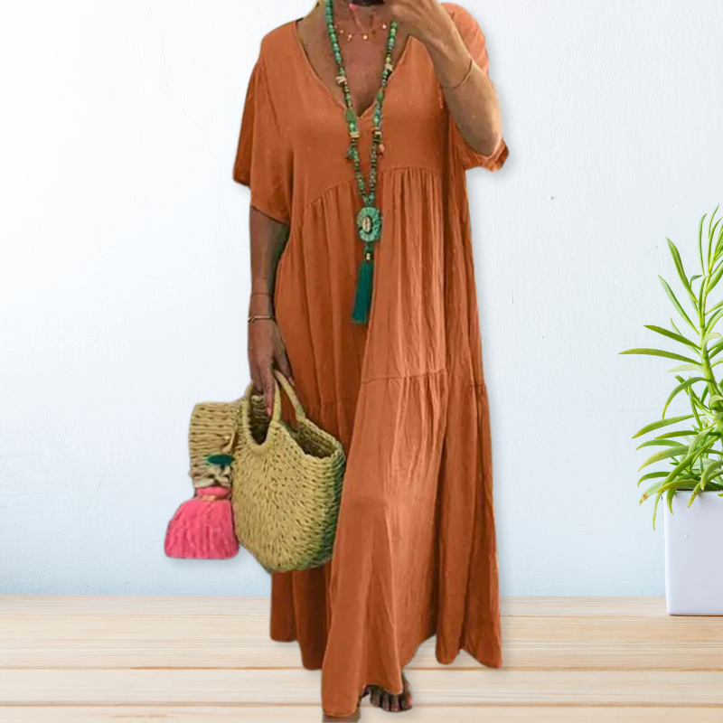 Jolaine - Women's Relaxed Fit Summer Maxi Dress (Plus Size Available)
