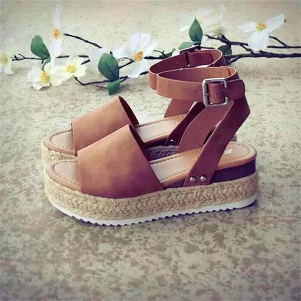 Women's Leather Platform Espadrille Sandals