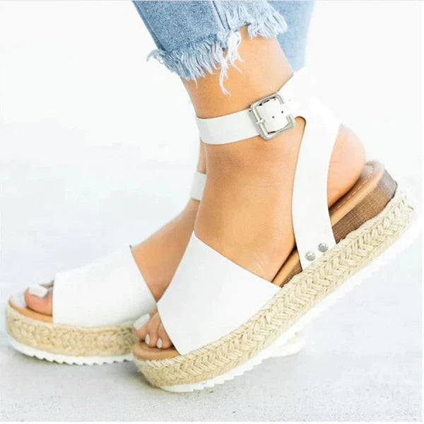 Women's Leather Platform Espadrille Sandals