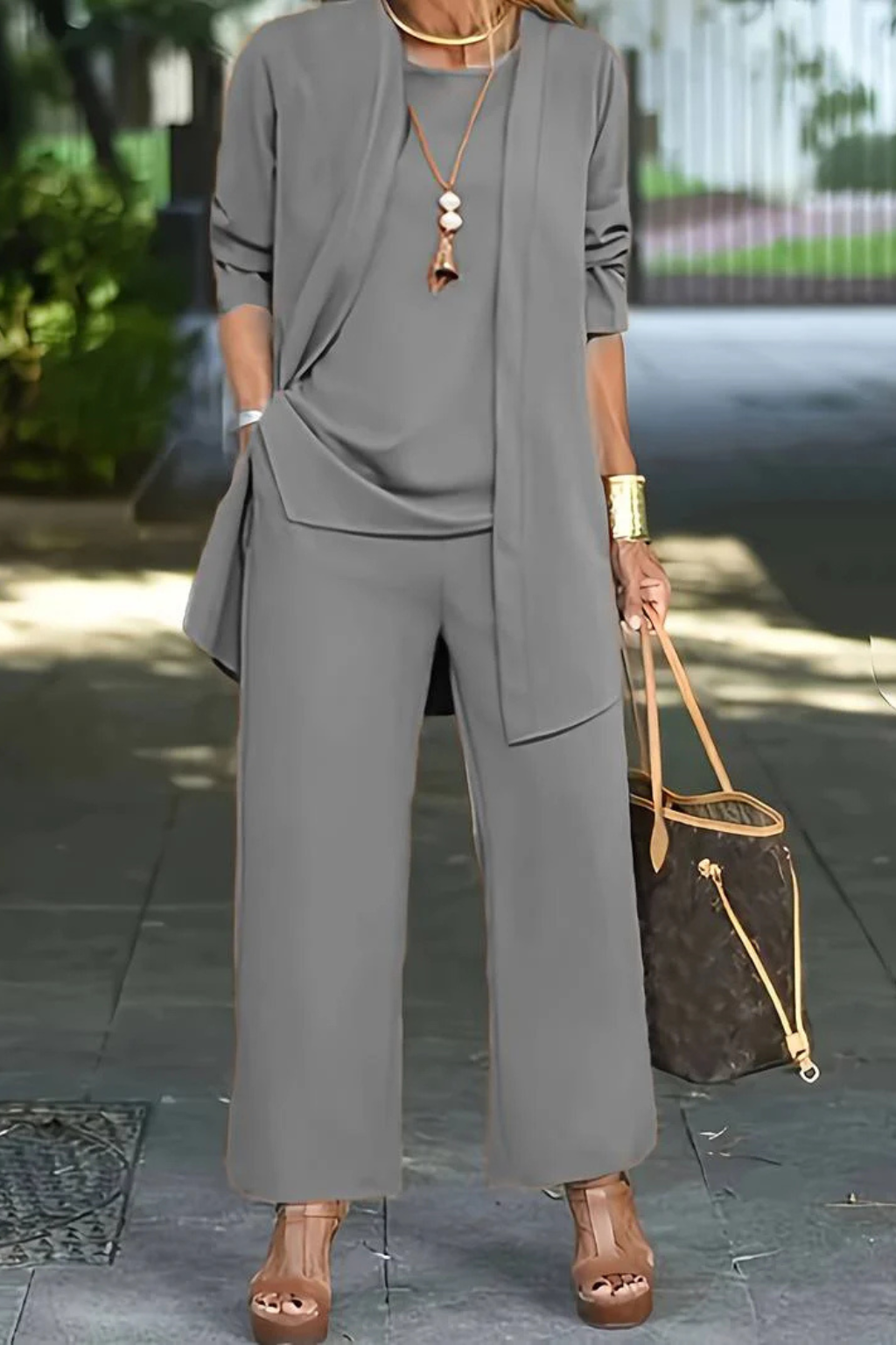 Conjunto clásico de tres piezas para mujer, de corte holgado, ideal para ocasiones especiales