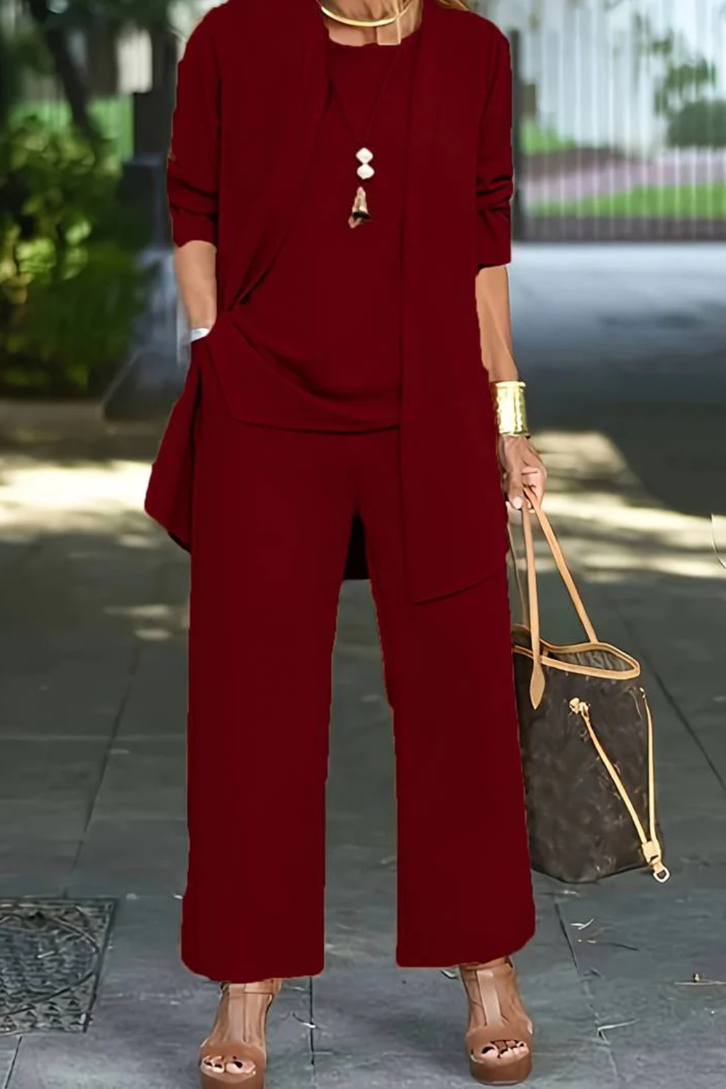 Conjunto clásico de tres piezas para mujer, de corte holgado, ideal para ocasiones especiales