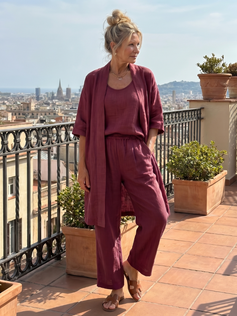 Shannon - Women's Three Piece Set with Long Cardigan