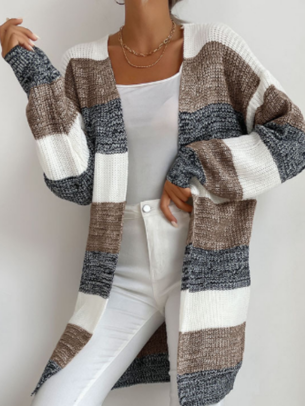 Elodie - Women's Striped Knit Cardigan for Layering
