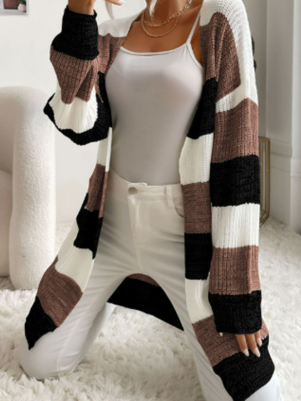 Elodie - Women's Striped Knit Cardigan for Layering