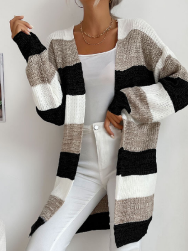 Elodie - Women's Striped Knit Cardigan for Layering