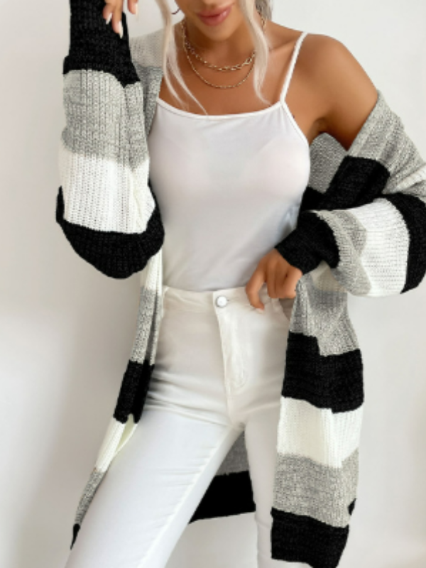 Elodie - Women's Striped Knit Cardigan for Layering
