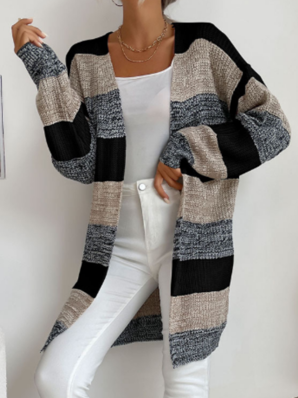 Elodie - Women's Striped Knit Cardigan for Layering