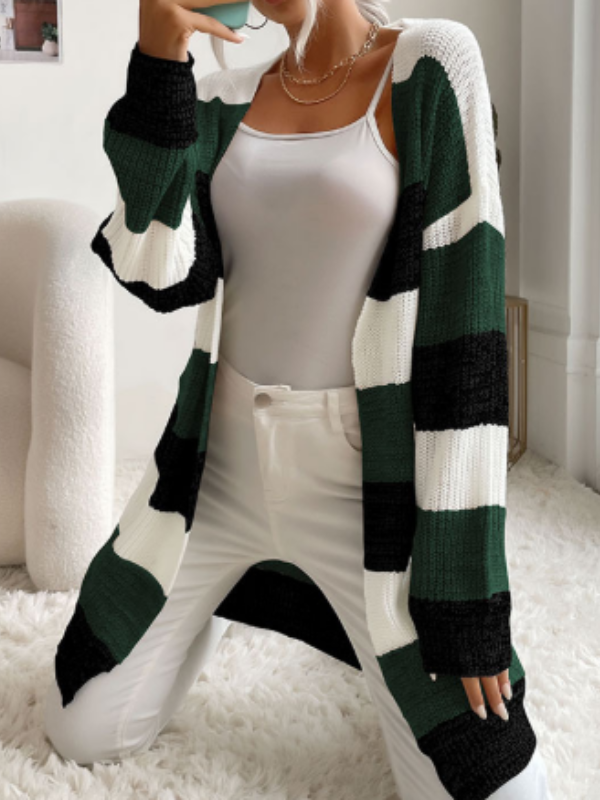 Elodie - Women's Striped Knit Cardigan for Layering