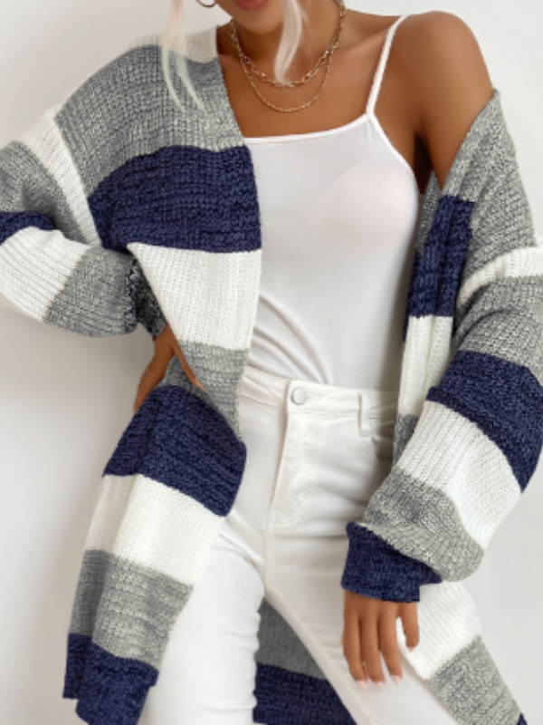 Elodie - Women's Striped Knit Cardigan for Layering