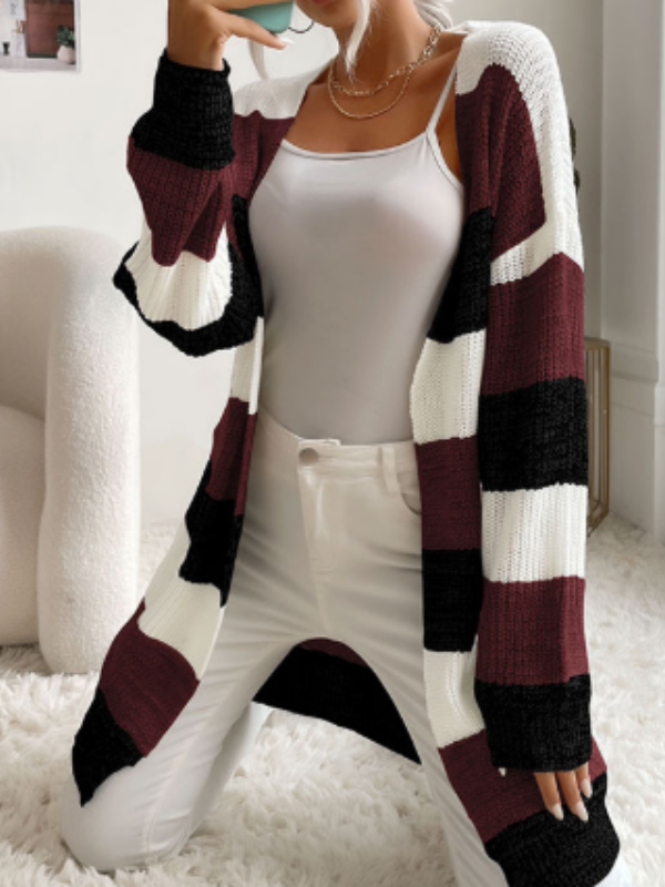Elodie - Women's Striped Knit Cardigan for Layering