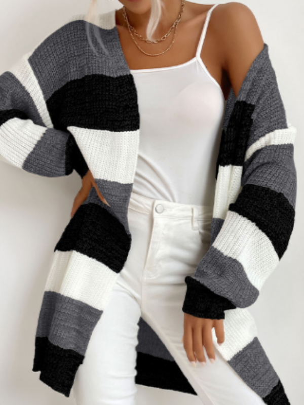 Elodie - Women's Striped Knit Cardigan for Layering