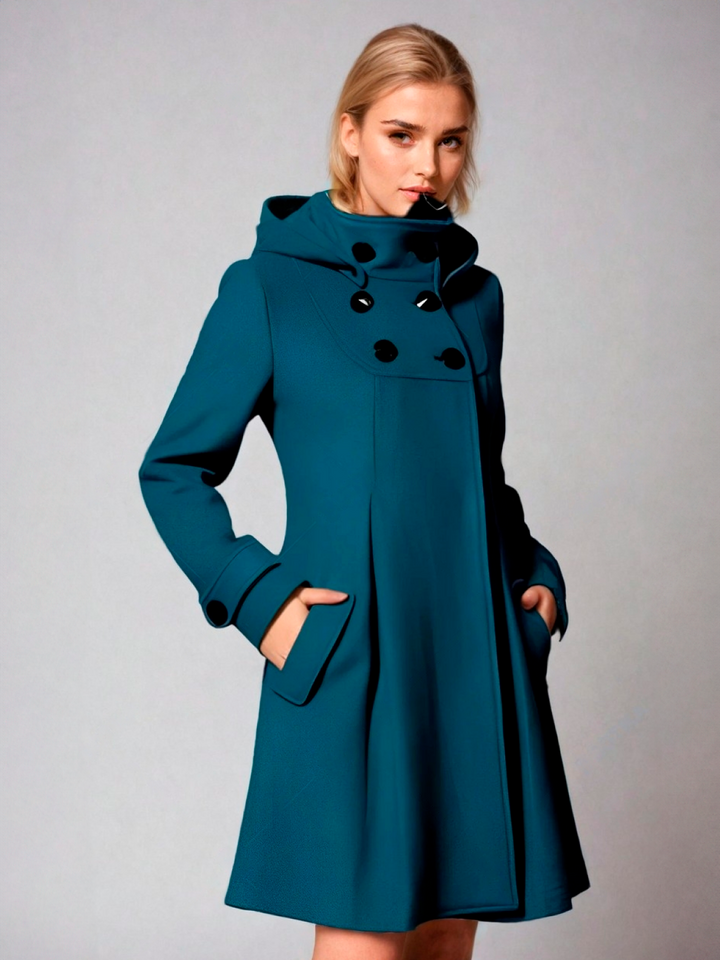 Aria - Women's A-Line Hooded Coat Elegant and Timeless for Cold Weather