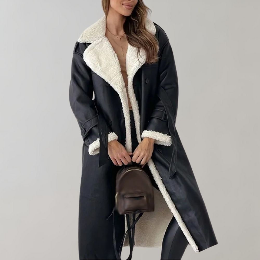 Sienna - Women's Long Faux Shearling Coat Elegant and Cozy for Cold Weather