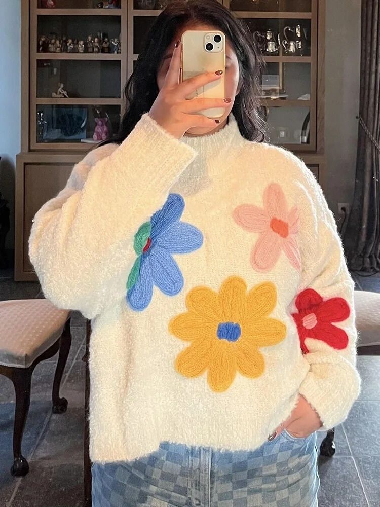 Paula - Women's Floral Knit Sweater