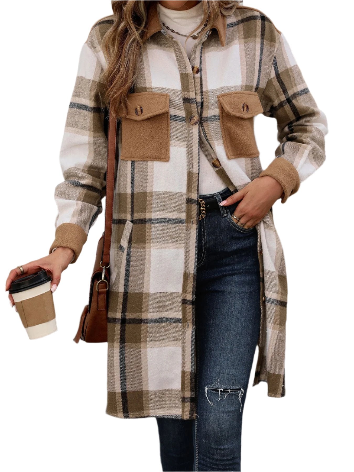 Natasha - Women's Plaid Button-Up Jacket