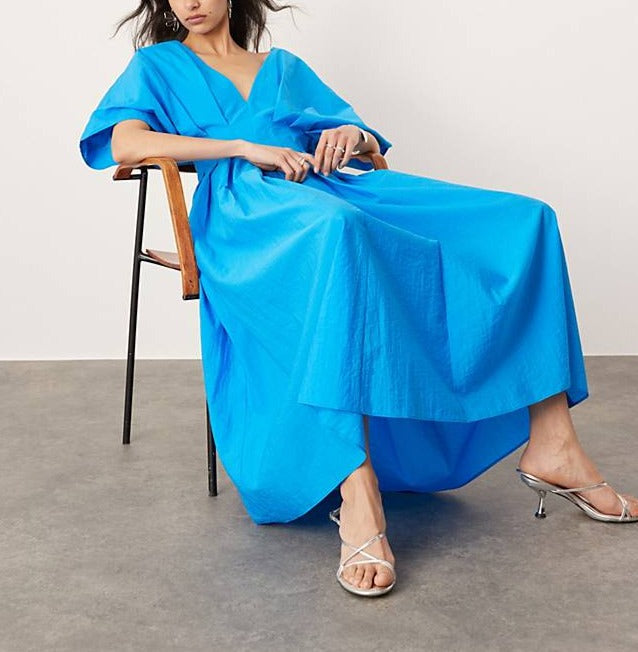 April - Women's Pleated Wide Puff Sleeve Midi Dress - photo 6
