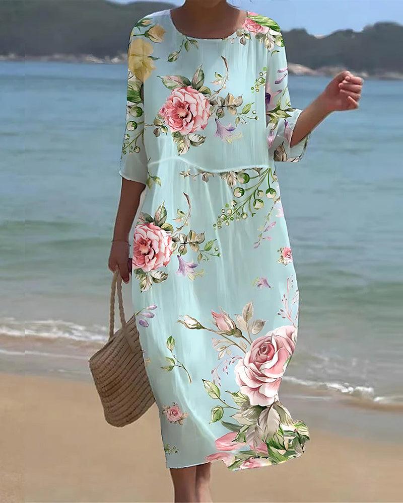 Amara - Women's Floral Dress with Tummy Control - photo 1