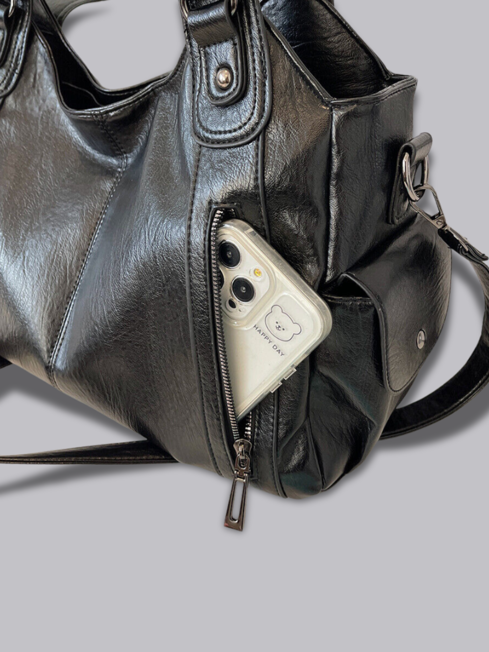 Eleganza quotidiana - Borsa tote in pelle nera