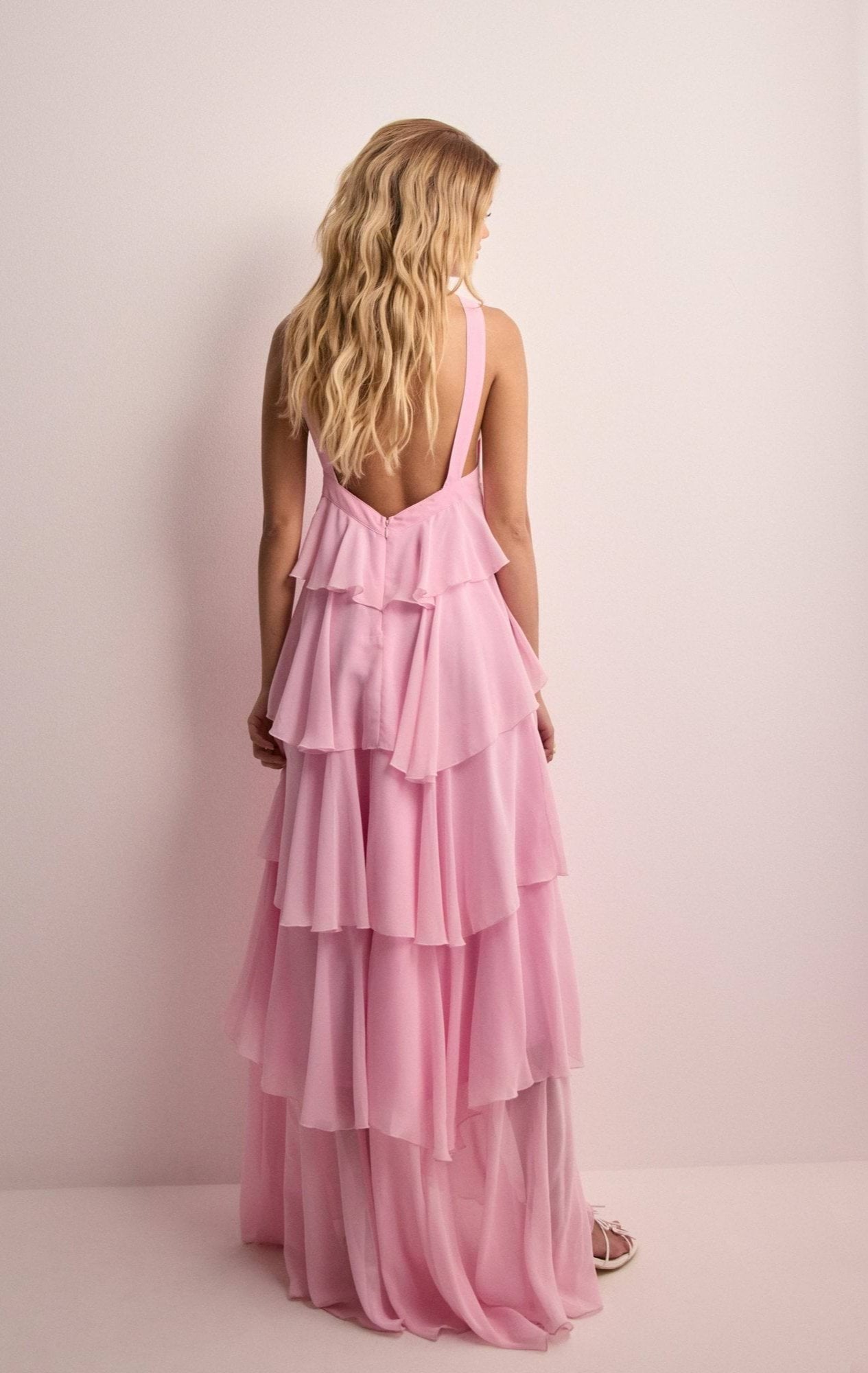Marigold - Women's Halterneck Layered Ruffle Maxi Dress - photo 2