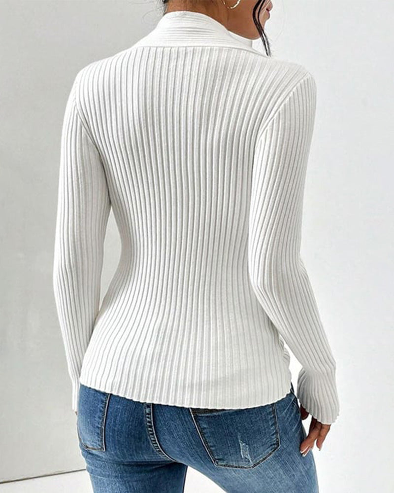 Stella - Women's Twist-Front Ribbed Sweater