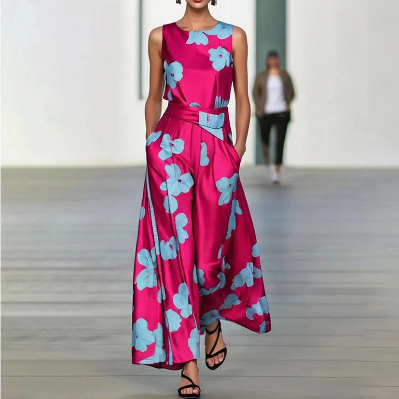 Margot - Women's Sexy Floral Print Sleeveless Maxi Dress Elegant and Vibrant
