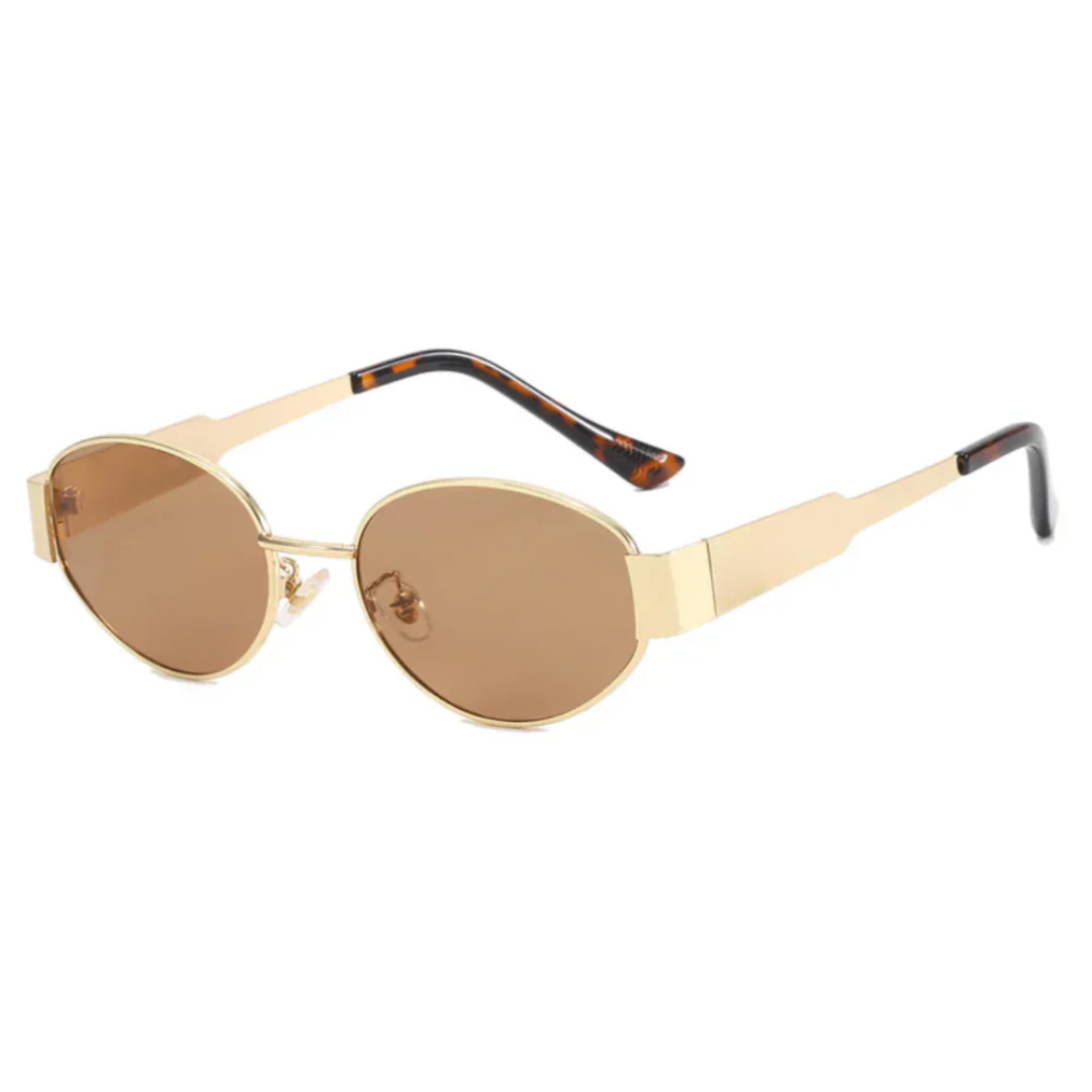 Nalani - Women's Oval Frame Sunglasses Gold & Black Metal & Polycarbonate Stylish and Protective