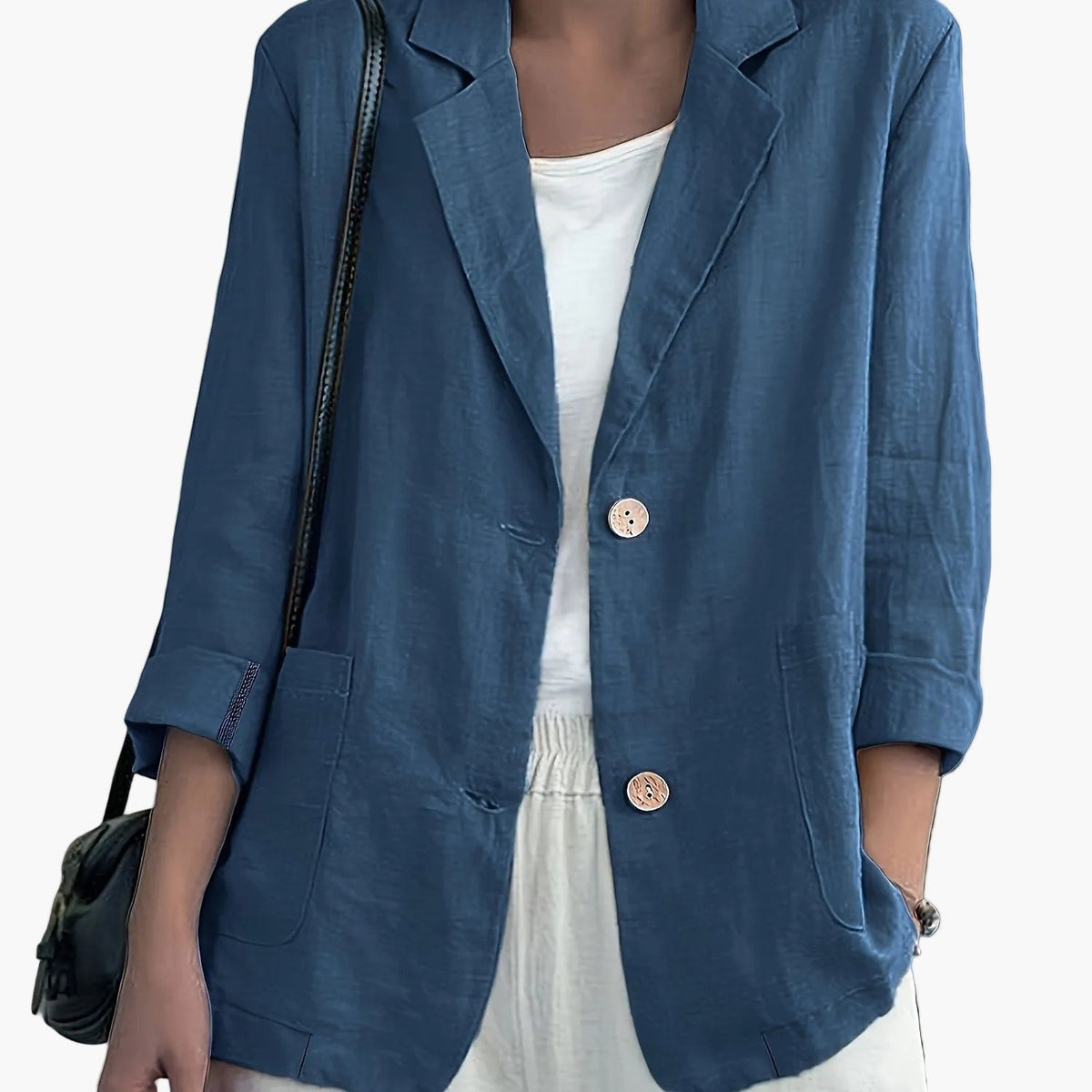Women's Two-Button Blazer with Roll-Up Sleeves