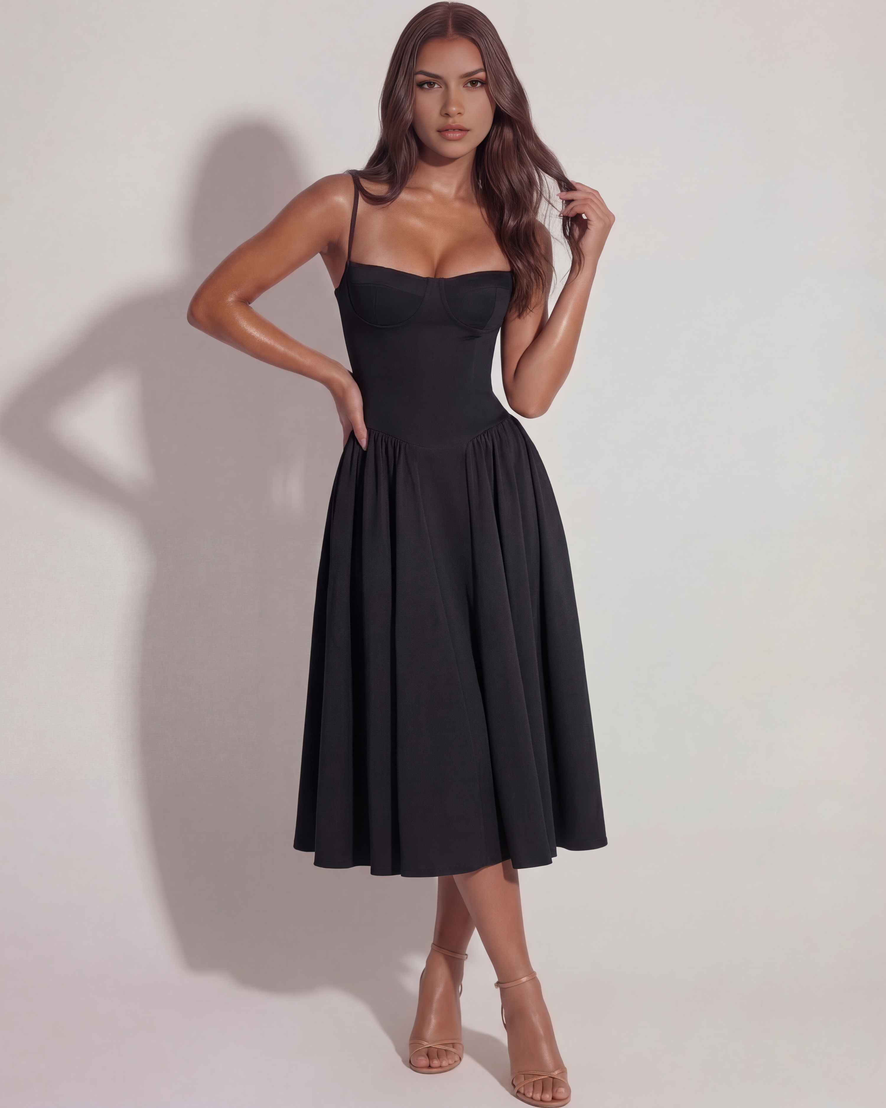 Francesca - Sweetheart Corset Midi Dress