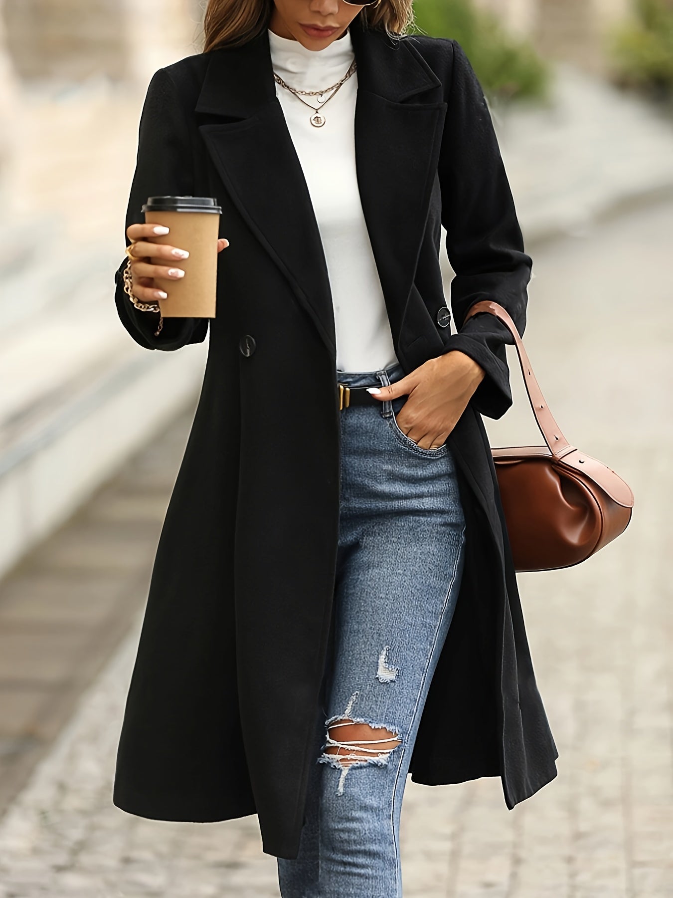 Sadie - Women's Black Flared Coat