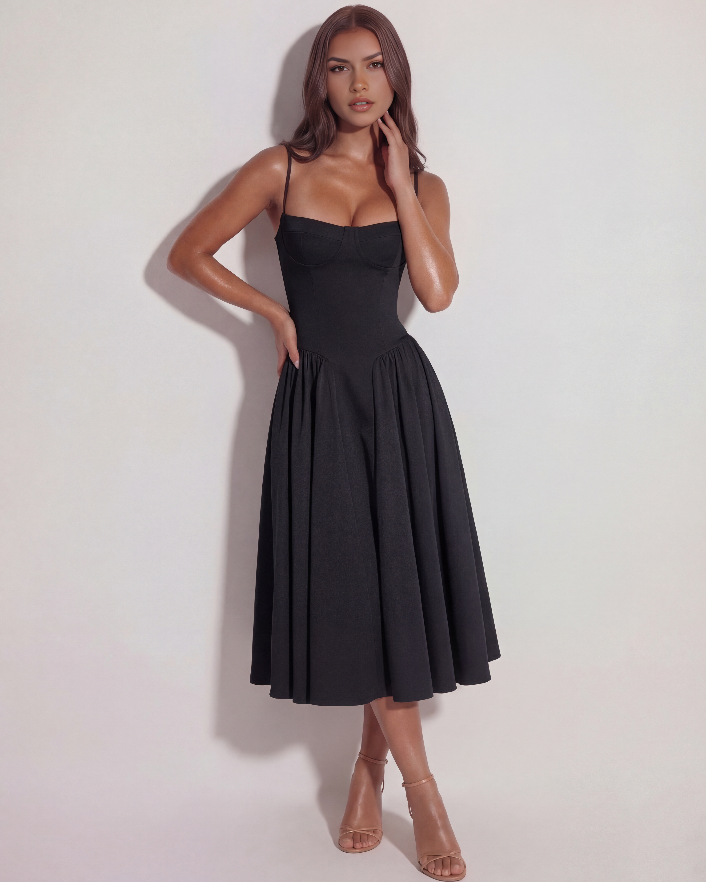 Francesca - Sweetheart Corset Midi Dress
