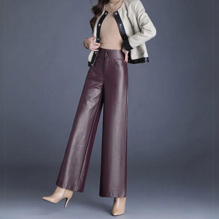 Layne - Women's Wide-Cut Leather Trousers