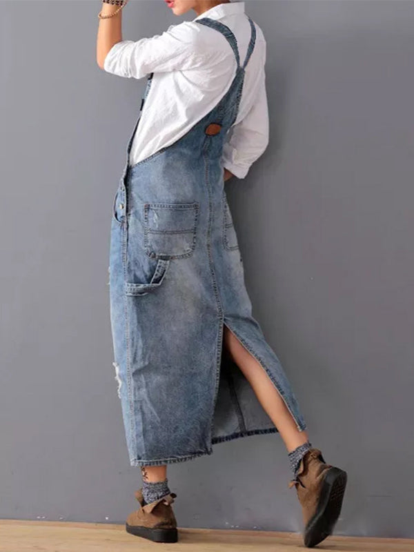 Coralynn - Women's Denim Overall Dress Relaxed Fit Cotton