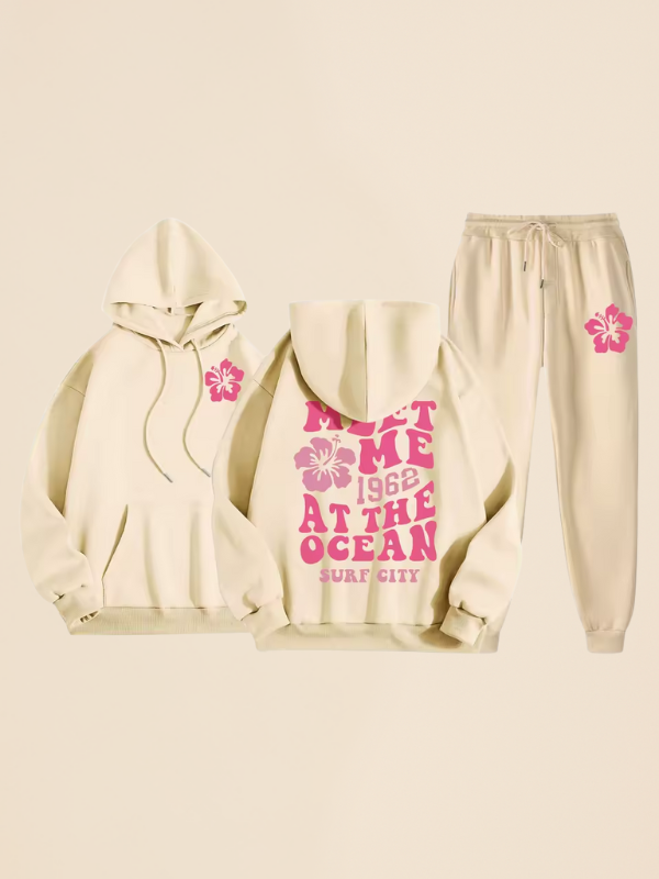 Mila - Women's Oversized Tracksuit with Surf City Back Print