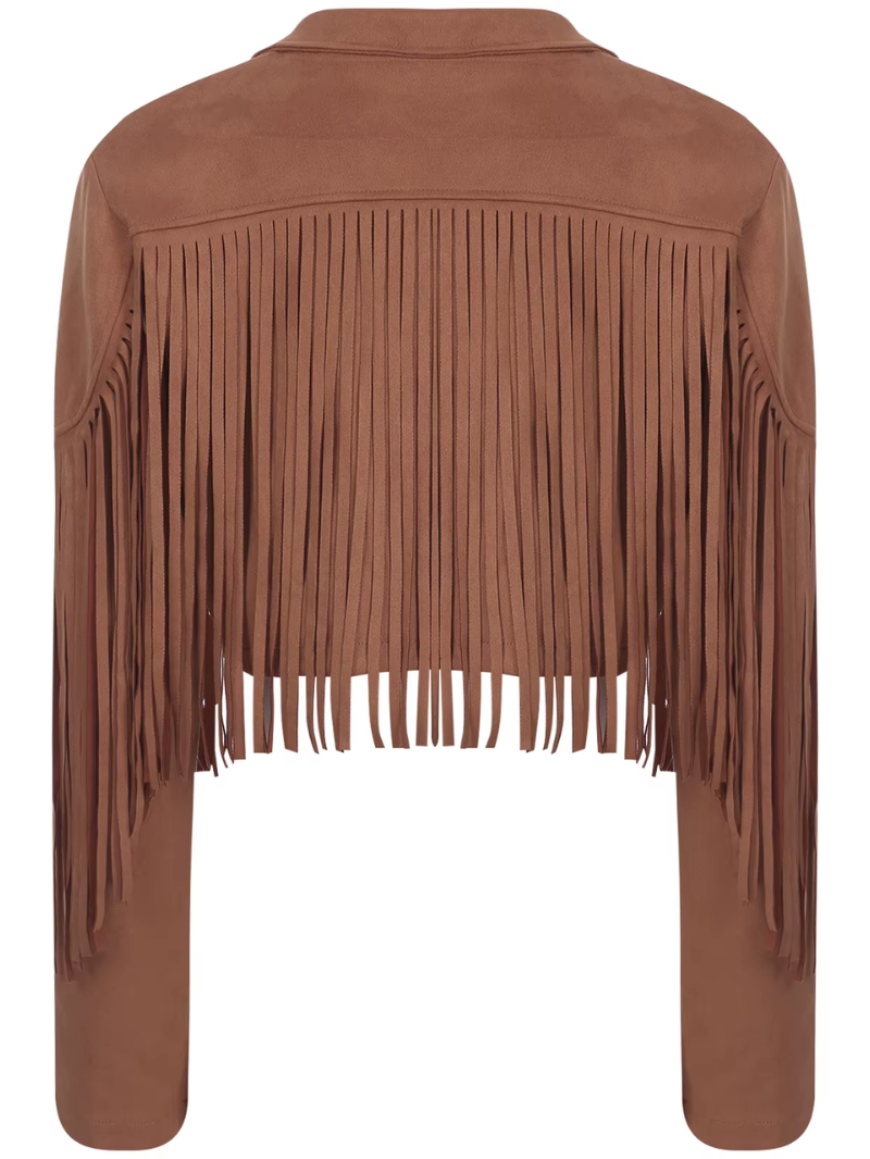 Jessie - Women's Brown Jacket with Fringes