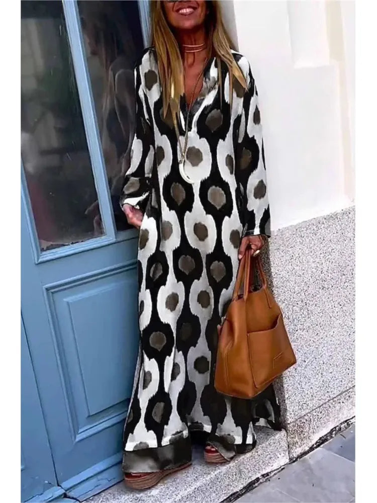 Eleanor - Women's Long Sleeve Maxi Boho Dress