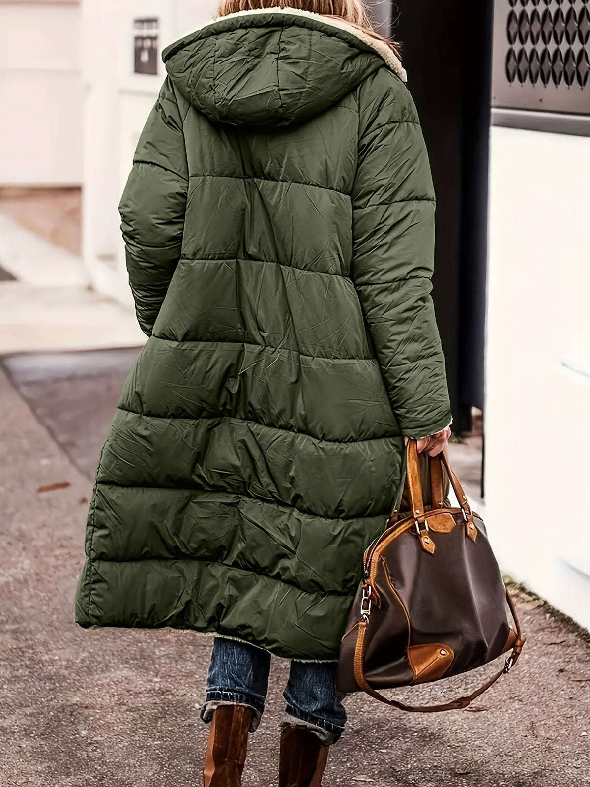 Women's Long Open Coat with Teddy Lining
