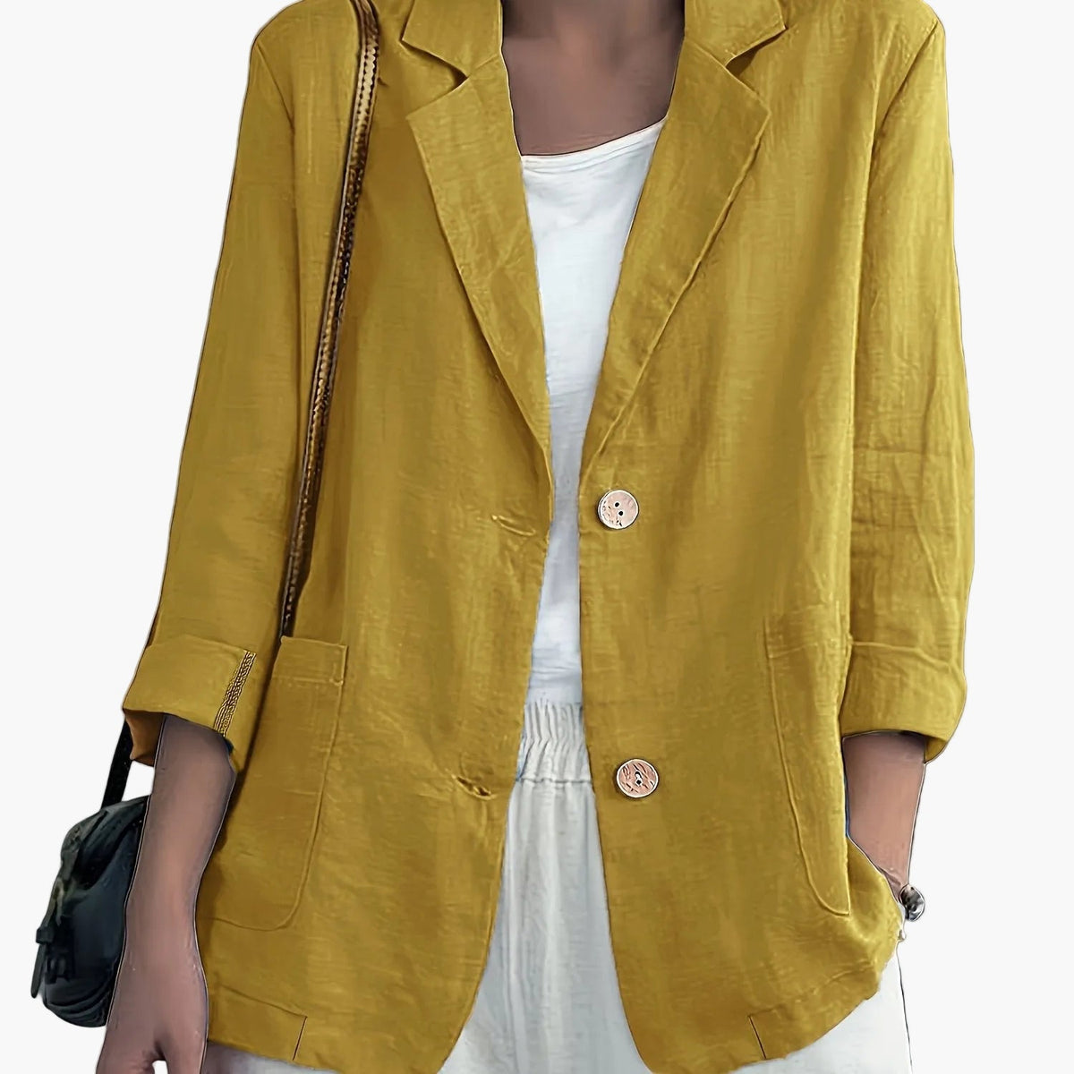 Women's Two-Button Blazer with Roll-Up Sleeves