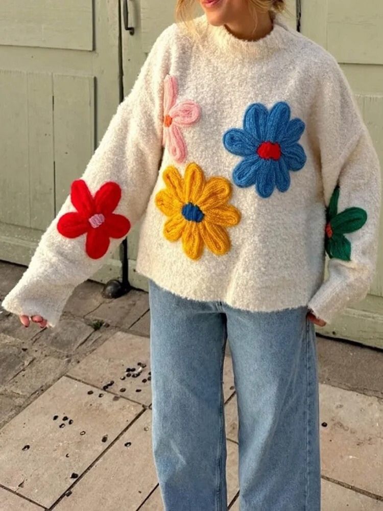 Paula - Women's Floral Knit Sweater