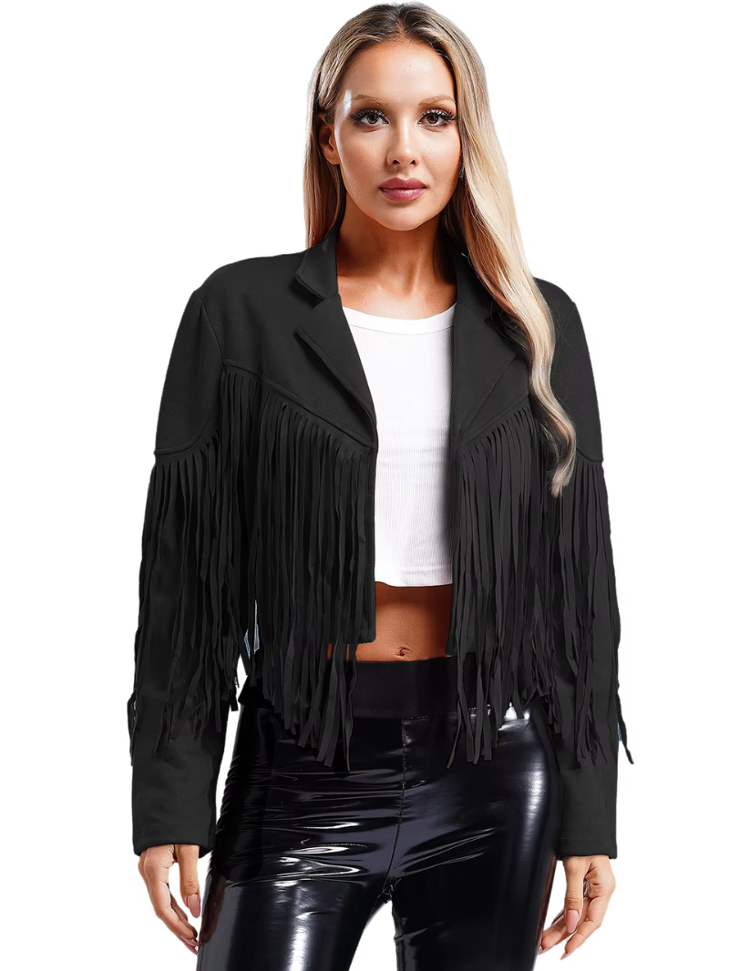 Jessie - Women's Brown Jacket with Fringes