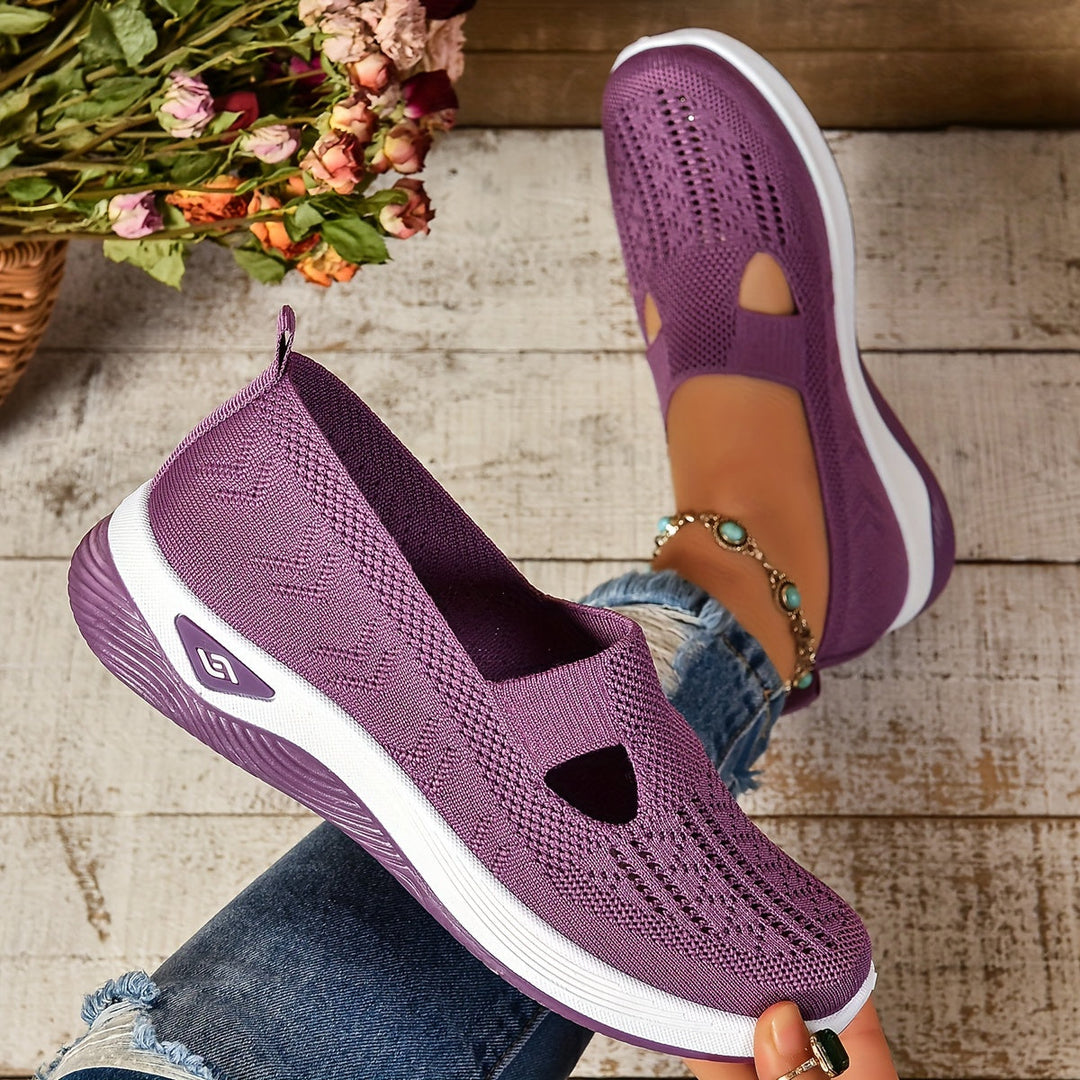 Women's knit slip-on trainers in purple
