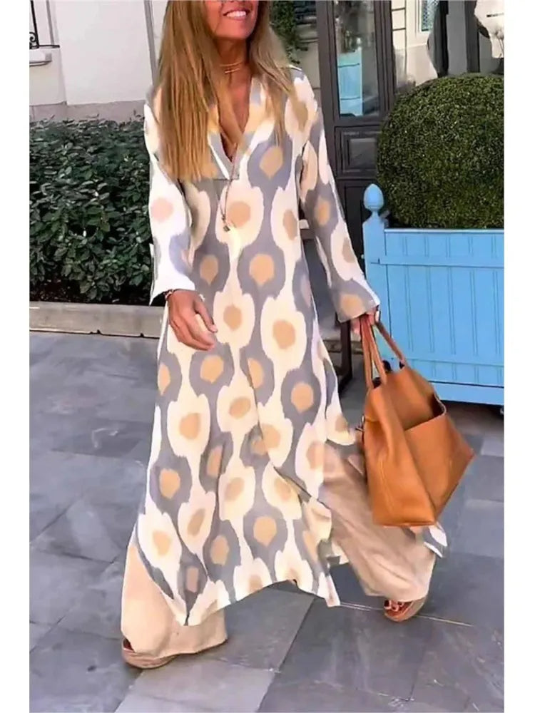 Eleanor - Women's Long Sleeve Maxi Boho Dress