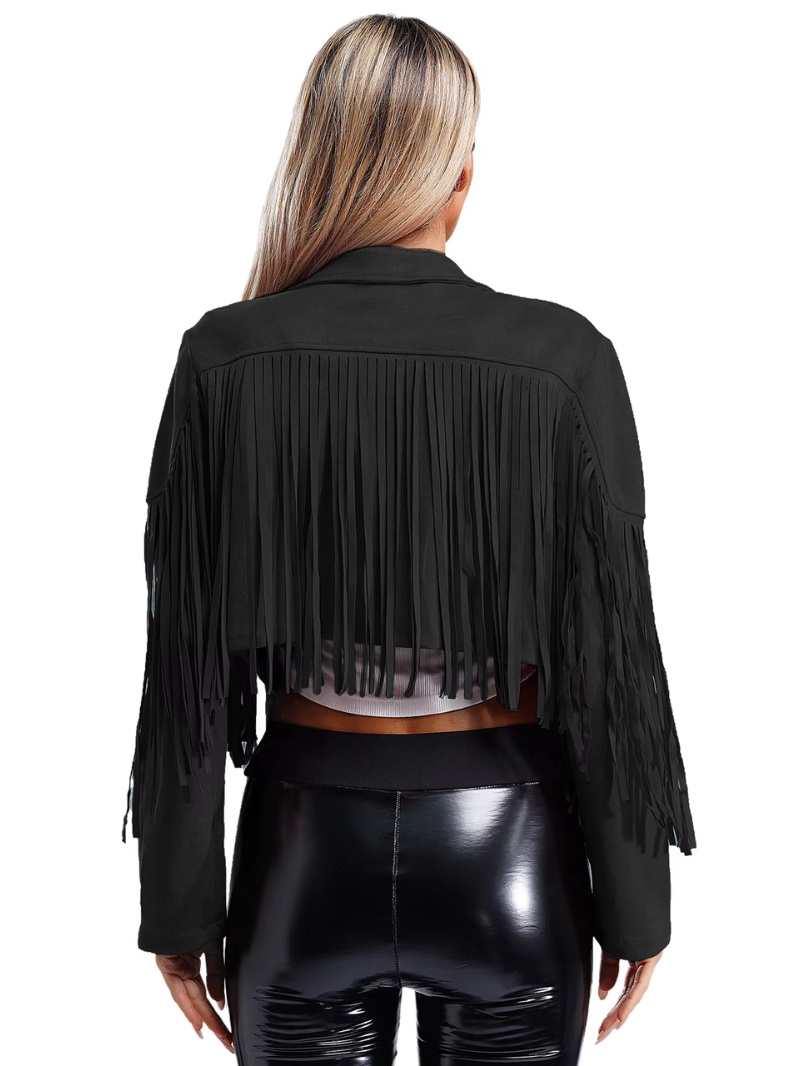 Jessie - Women's Brown Jacket with Fringes