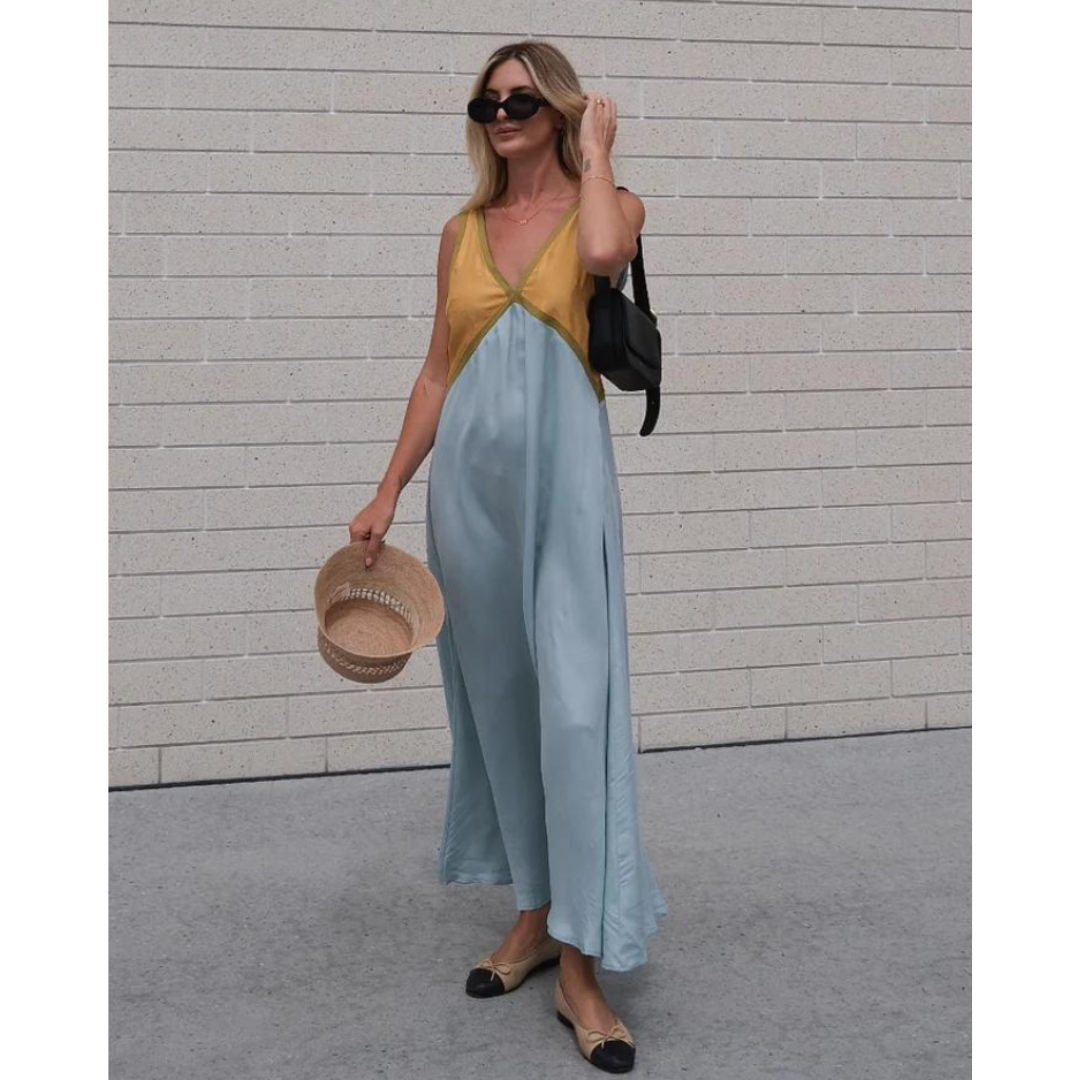 Ella - Women's Sleeveless Maxi Dress with V-Neck