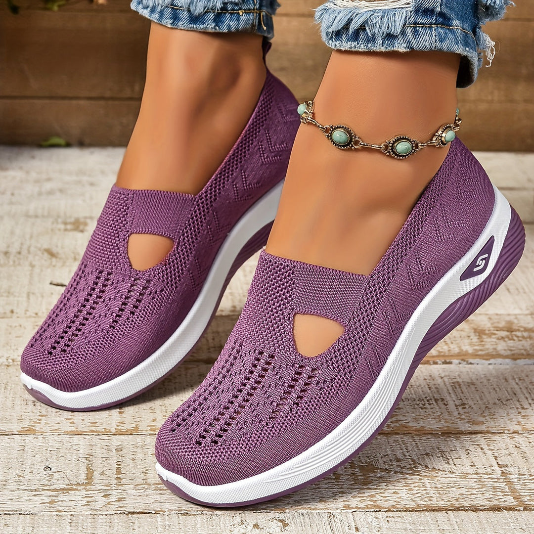 Women's knit slip-on trainers in light purple