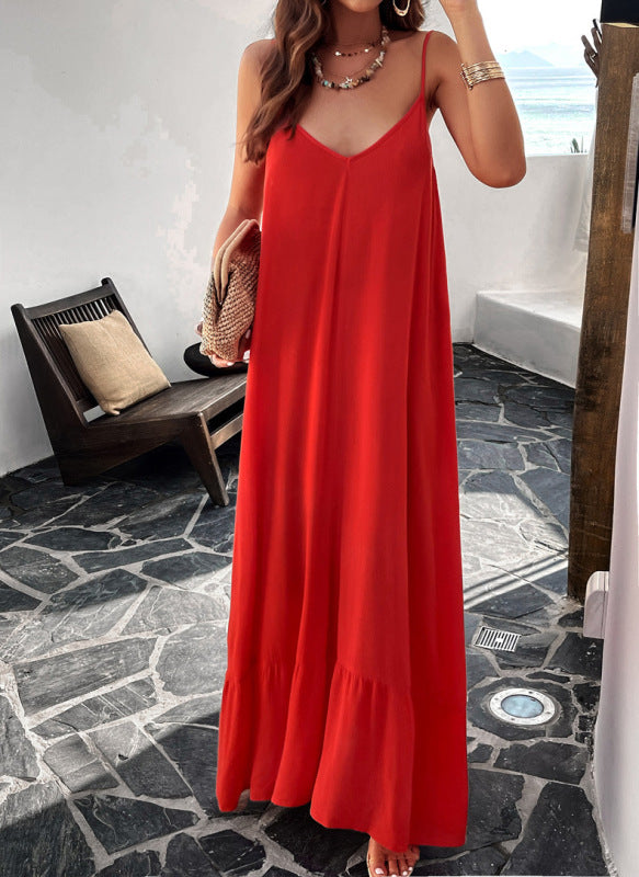Skye - Women's Maxi Dress with Spaghetti Straps and Ruffle Hem - photo 2
