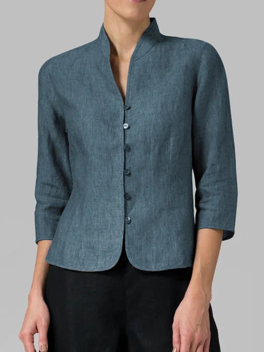 Nora - Blazer in lino da donna, vestibilità sartoriale traspirante